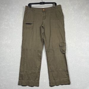 Guess Pants Women’s Size 31 Brown Straight Leg Linen Cotton Pockets